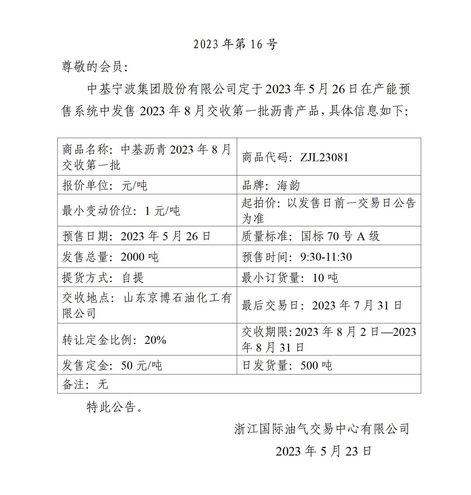关于中基宁波集团股份有限公司预售2023年8月交收第一批沥青产品的公告_01.jpg