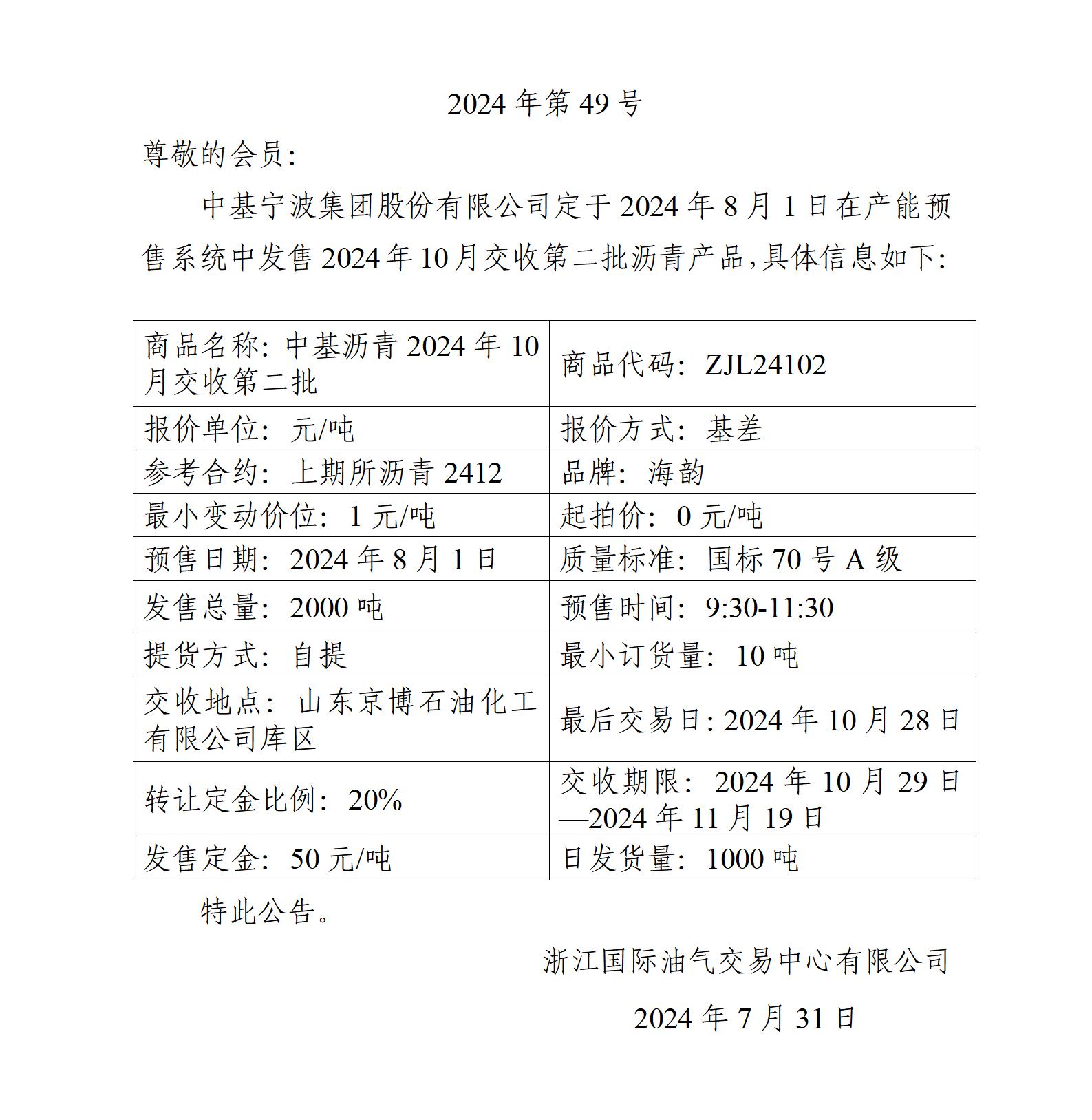 关于中基宁波集团股份有限公司预售2024年10月交收第二批沥青产品的公告_01.jpg