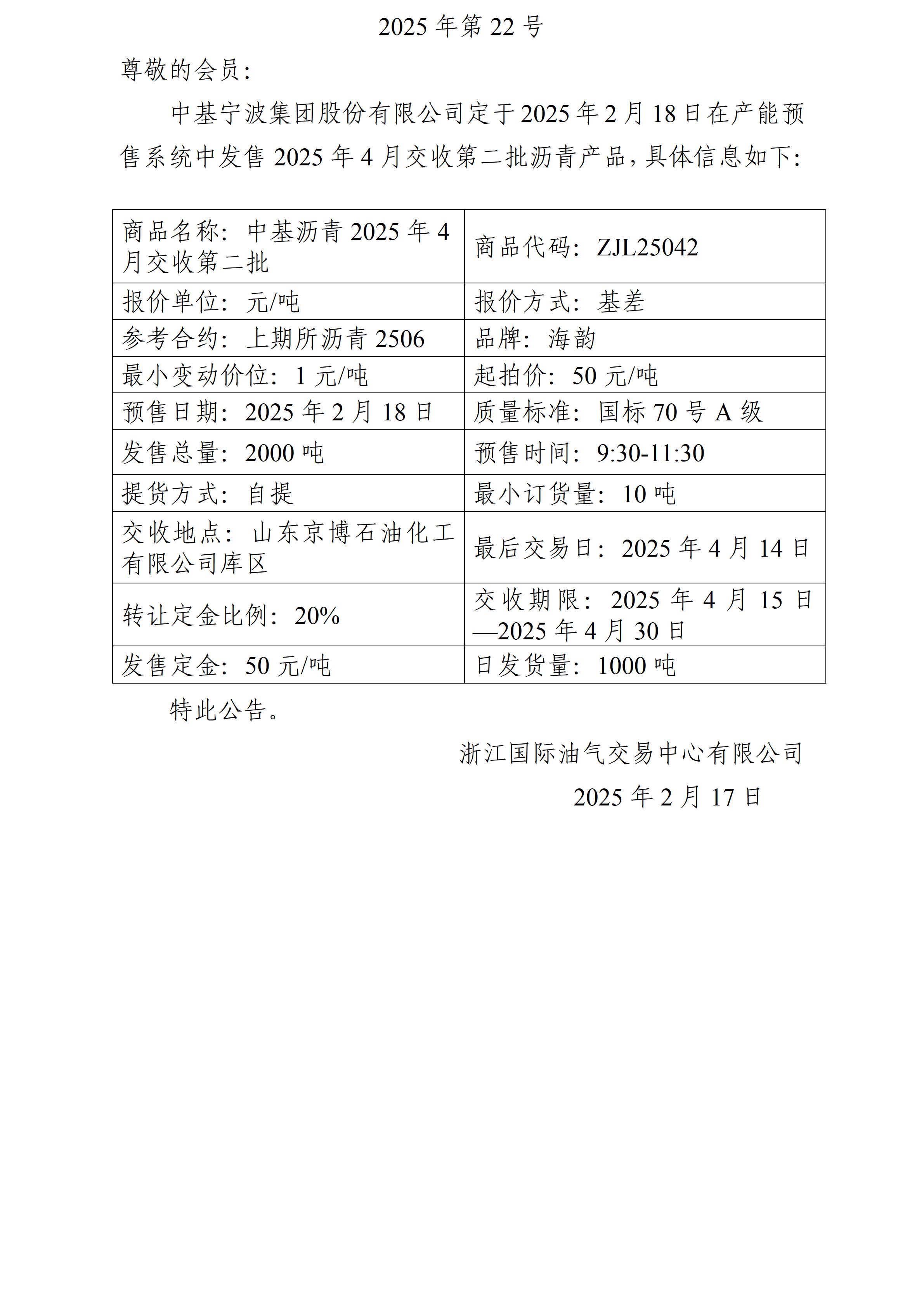 关于中基宁波集团股份有限公司预售2025年4月交收第二批沥青产品的公告_01.jpg